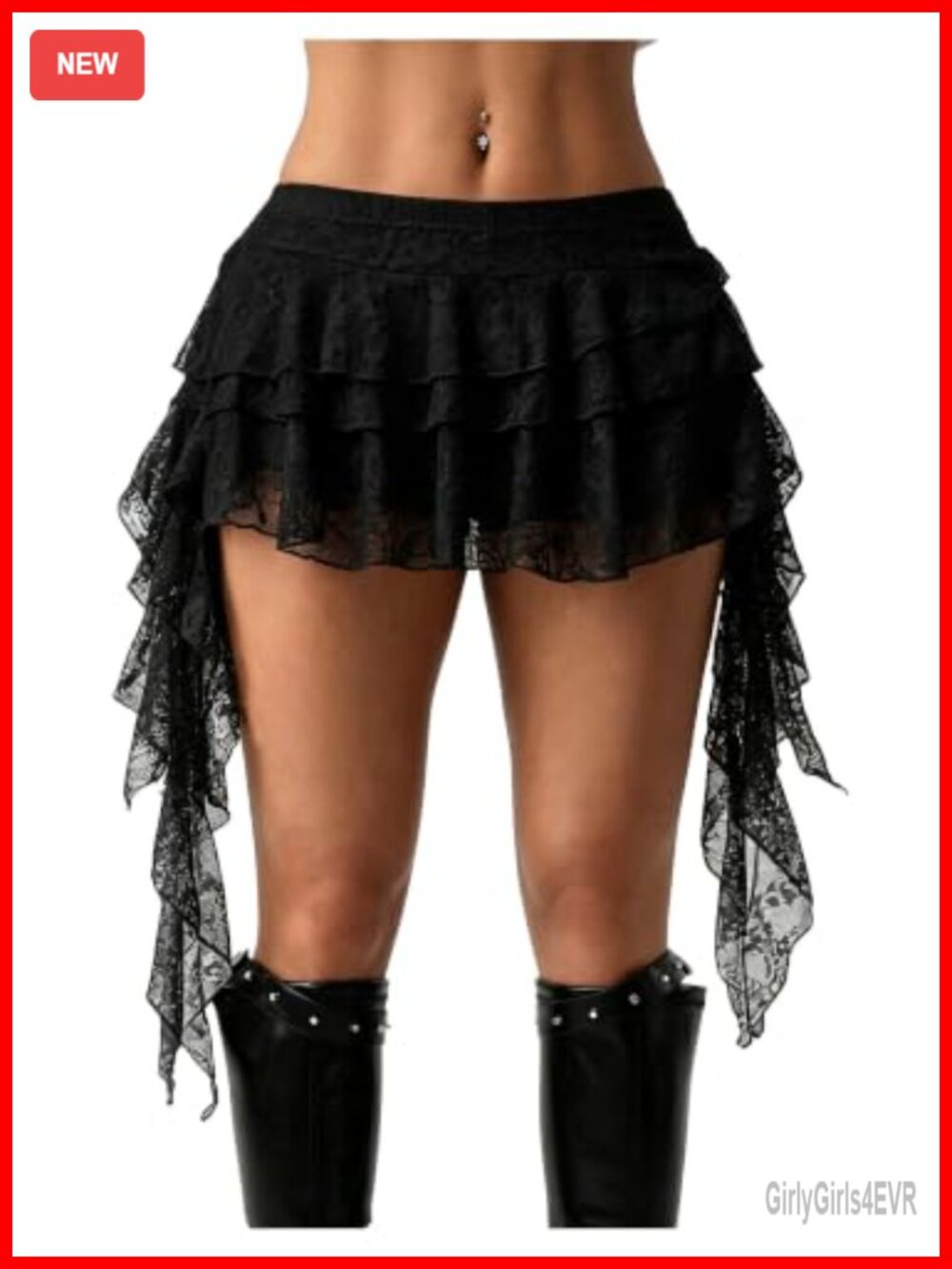 Y2k Ruffle Lace Mesh Asymmetrical Mini Skort